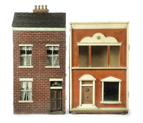 Appraisal: Painted wooden dolls house English circa The red brick effect