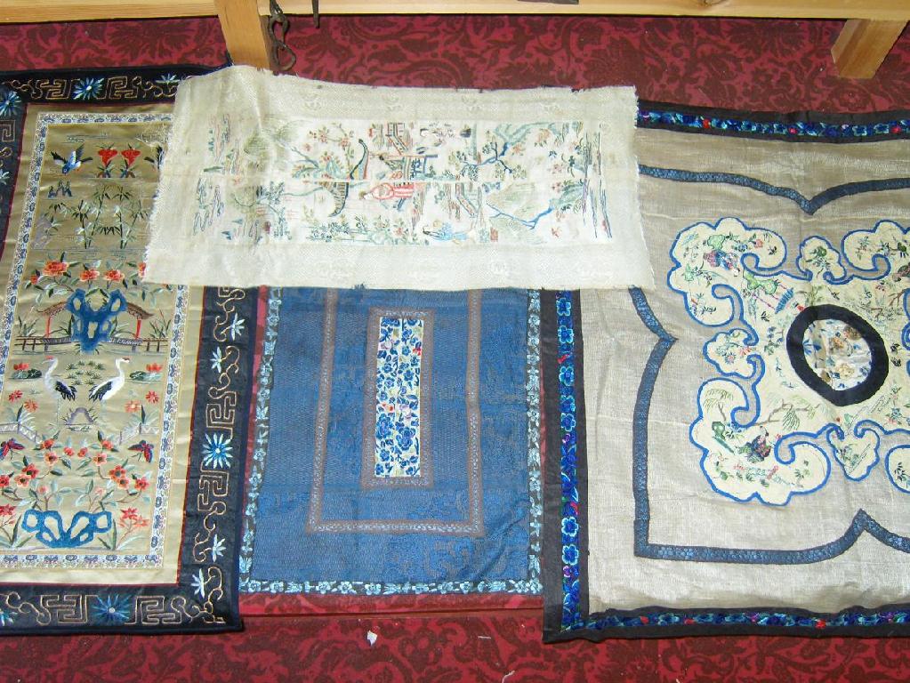 Appraisal: A collection of four Japanese embroidered panels including a pair