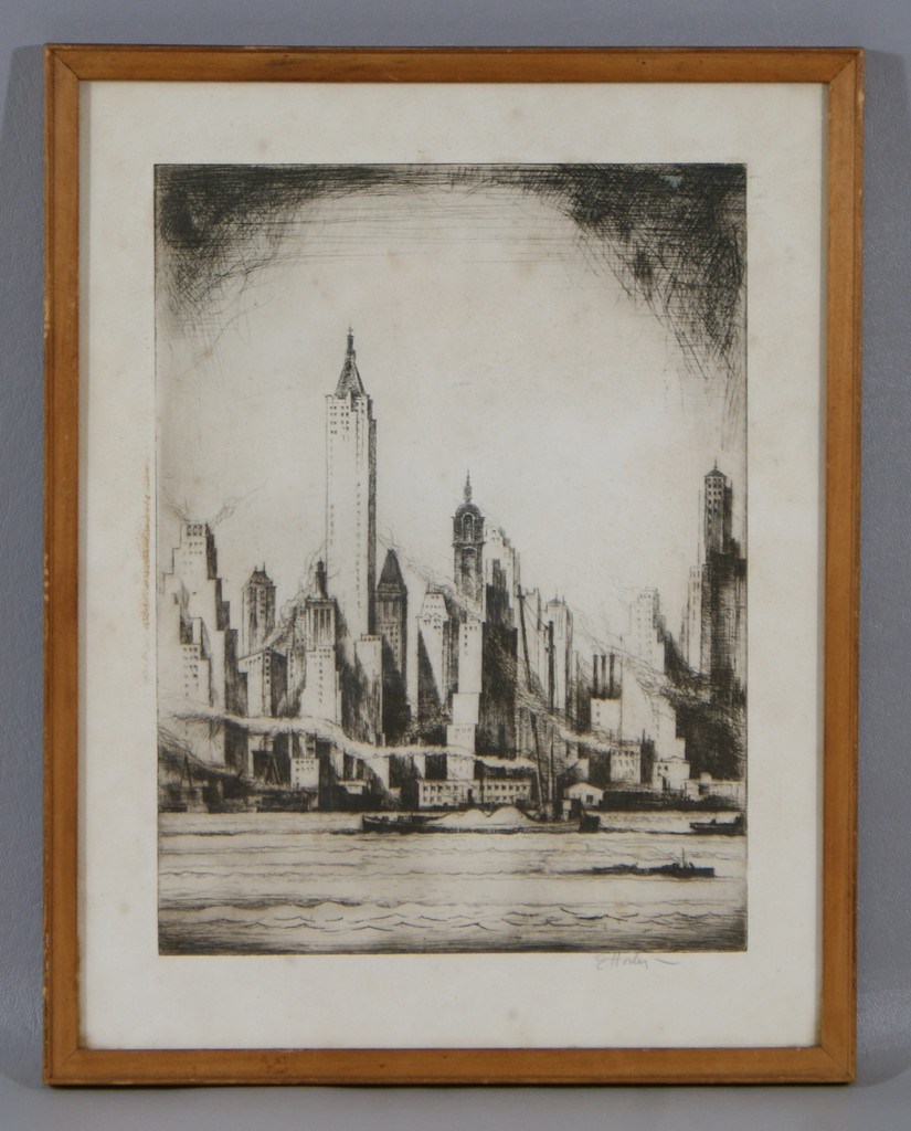 Appraisal: Earl Horter American - black and white lithograph East River