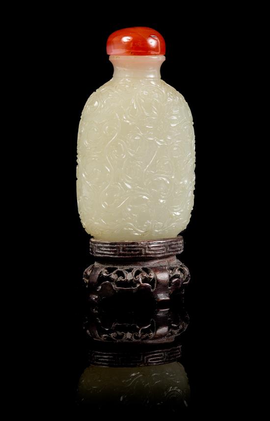 Appraisal: Sale Lot A Carved Jade Snuff Bottle the body of