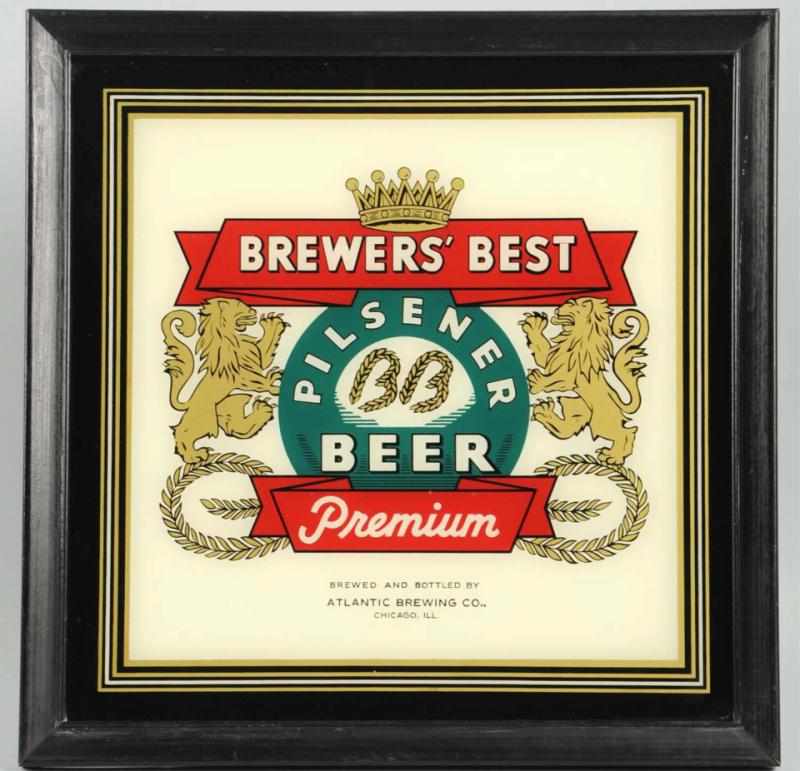 Appraisal: Brewer's Best Beer Reverse Glass Sign Chicago Atlantic Brewing Clean