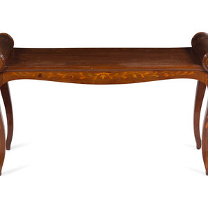 Appraisal: A Dutch Marquetry Hall Bench Late th Early th Century