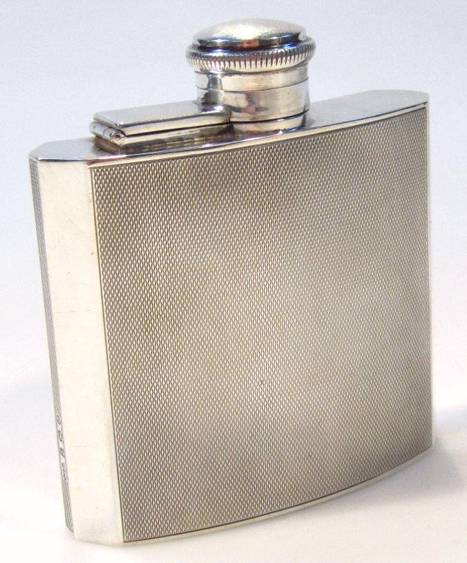 Appraisal: A George V silver hip flask the shaped body with