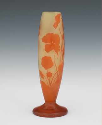 Appraisal: A Galle Cameo Glass Vase Clear orange over a pale