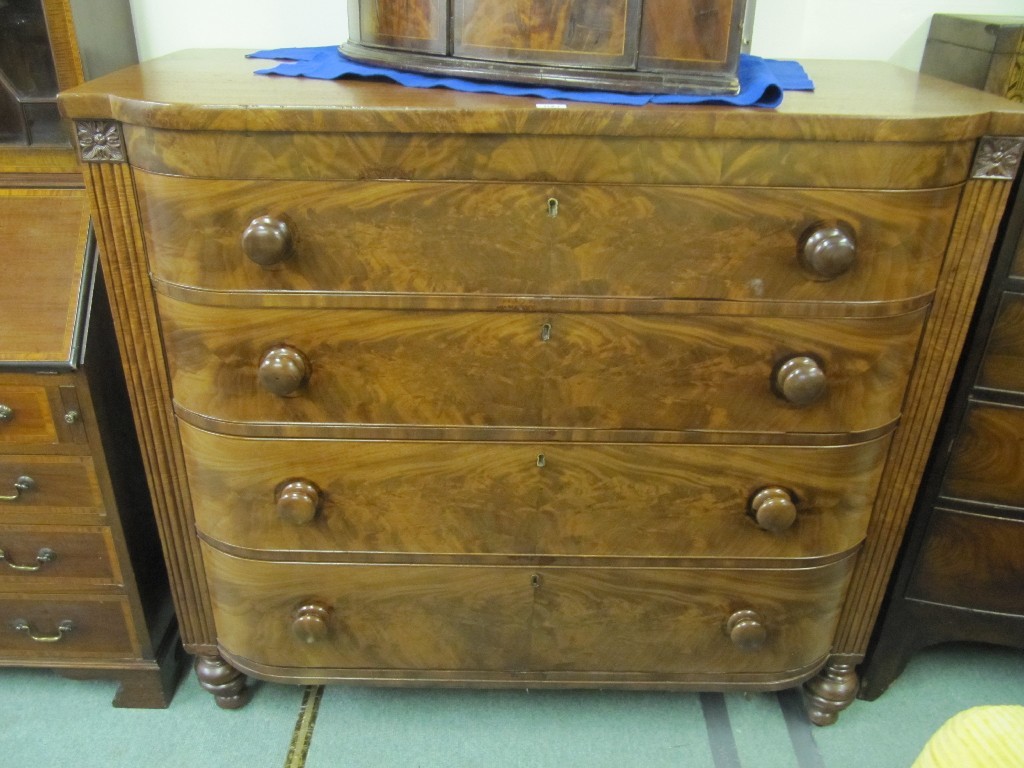 Appraisal: Victorian mahogany barrel fronted chest of drawers