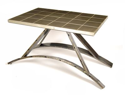 Appraisal: A Modern patinated steel table the rectangular section top with