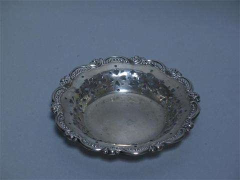 Appraisal: AMERICAN SILVER SMALL CIRCULAR DISH With floral reticulated band and