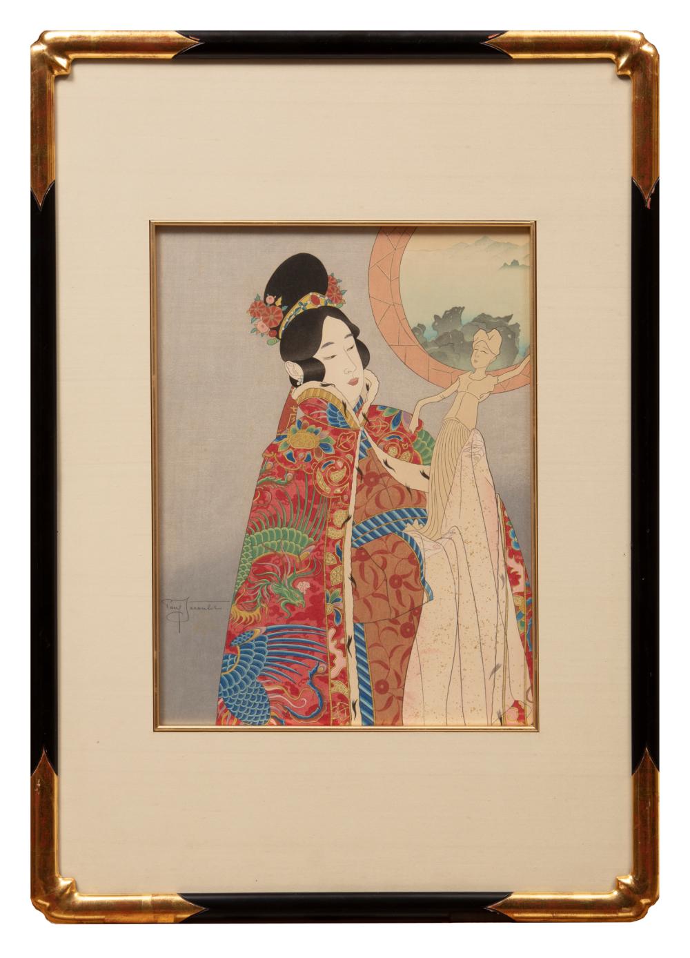 Appraisal: Paul Jacoulet French - La Statuette Thang Mandchoukou woodblock print