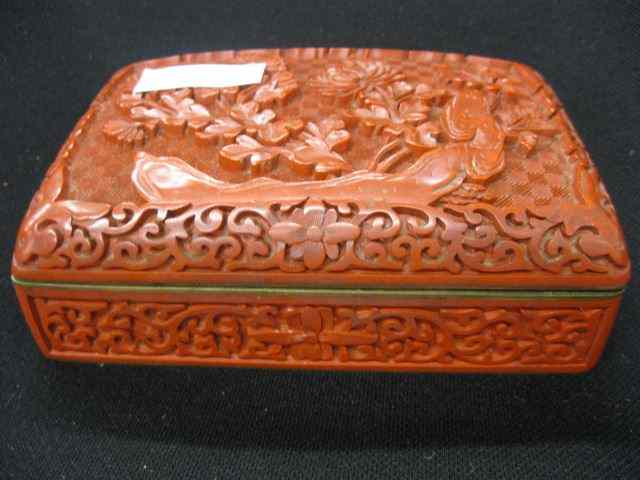 Appraisal: Chinese Carved Cinnabar Box floral '' x '' hinged top