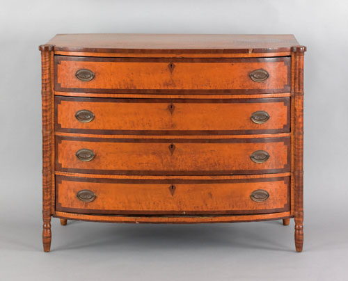 Appraisal: New England Sheraton bowfront chest of drawers early th c