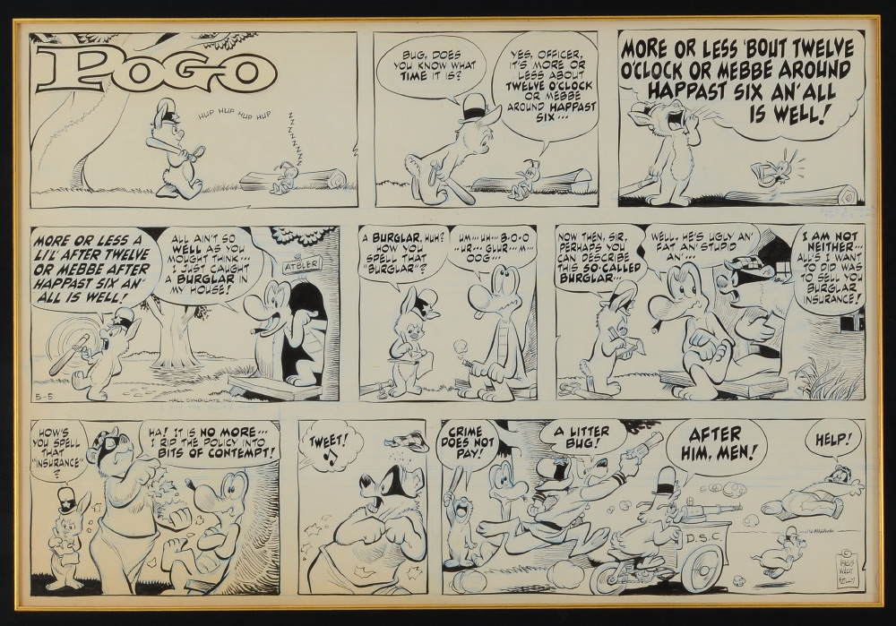 Appraisal: KELLY Walt American - Original Sunday cartoon strip pen ink