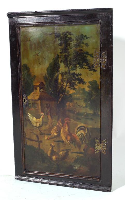 Appraisal: CONTINENTAL PAINTED HANGING CORNER CUPBOARD th CENTURY AND LATER the