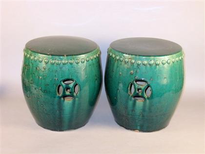 Appraisal: Pair of Chinese green glaze 'ming style' drum stools late