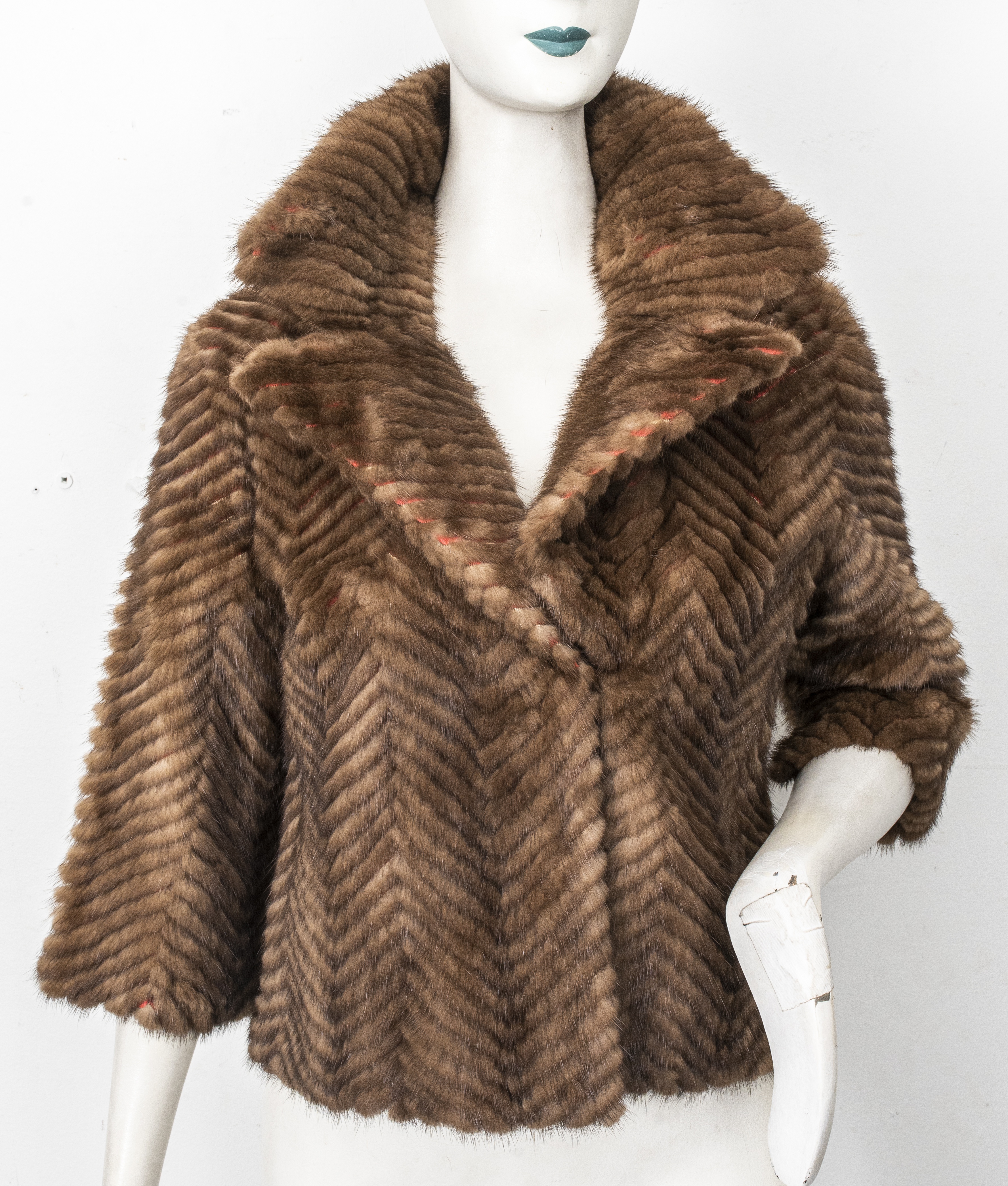 Appraisal: TRILOGY COLLECTIONS HERRINGBONE FOX FUR COAT Trilogy Collections herringbone fox