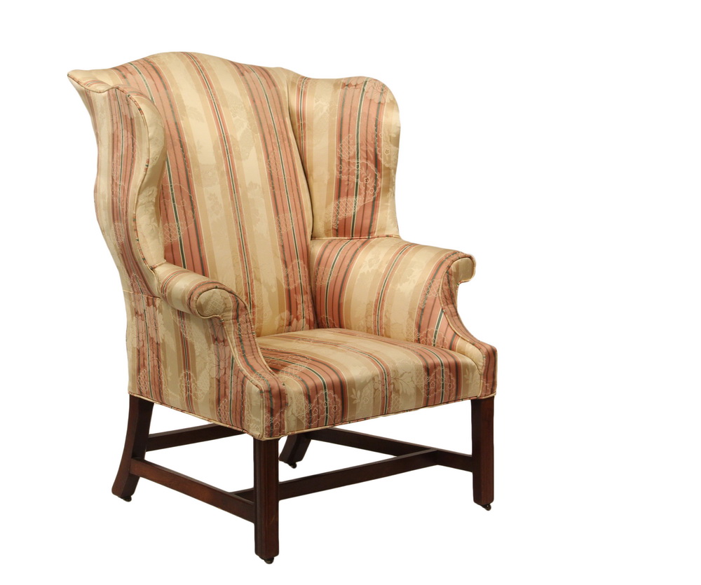 Appraisal: CHIPPENDALE WINGCHAIR - th c English Mahogany Wingchair with serpentine