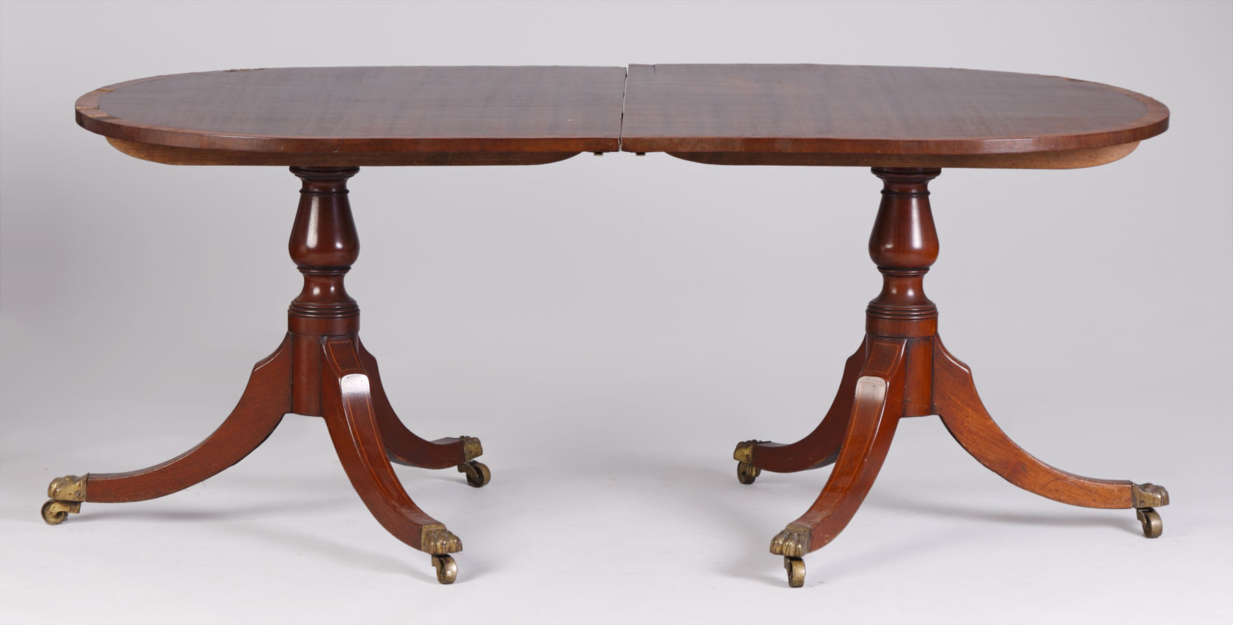 Appraisal: George III Pedestal Mahogany Table with Inlay leaves Ht W