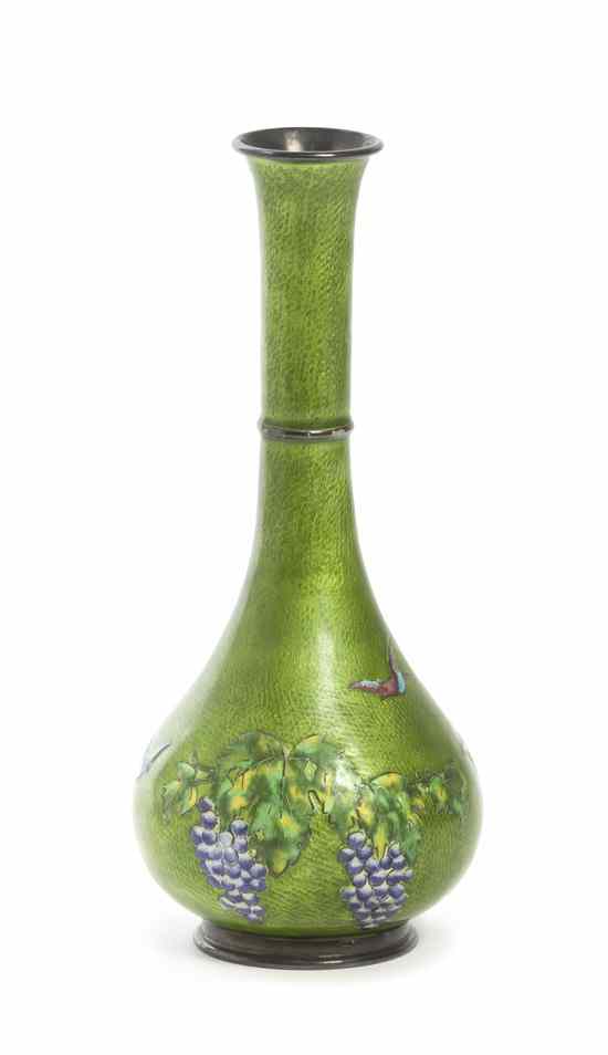 Appraisal: An Enameled Silver Baluster Vase having cloisonne decoration of polychrome