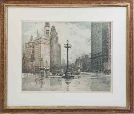 Appraisal: Luigi Kasimir Austrian - Scenes of Chicago lithograph signed Luigi