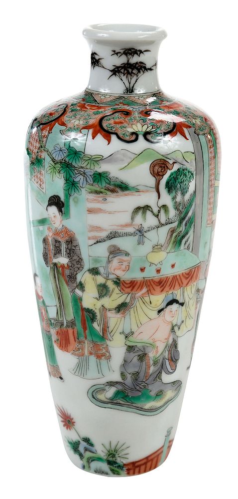 Appraisal: Famille Verte Chinese Porcelain Vase possibly Qing dynasty white ground