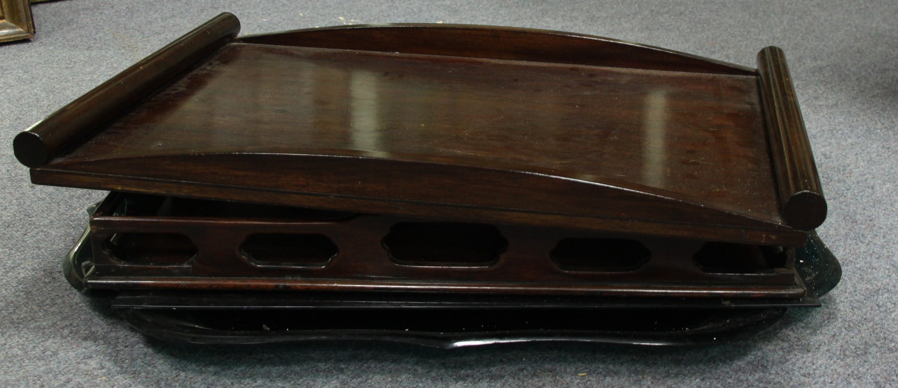 Appraisal: A th Century mahogany tray with pierced galleried sides cm