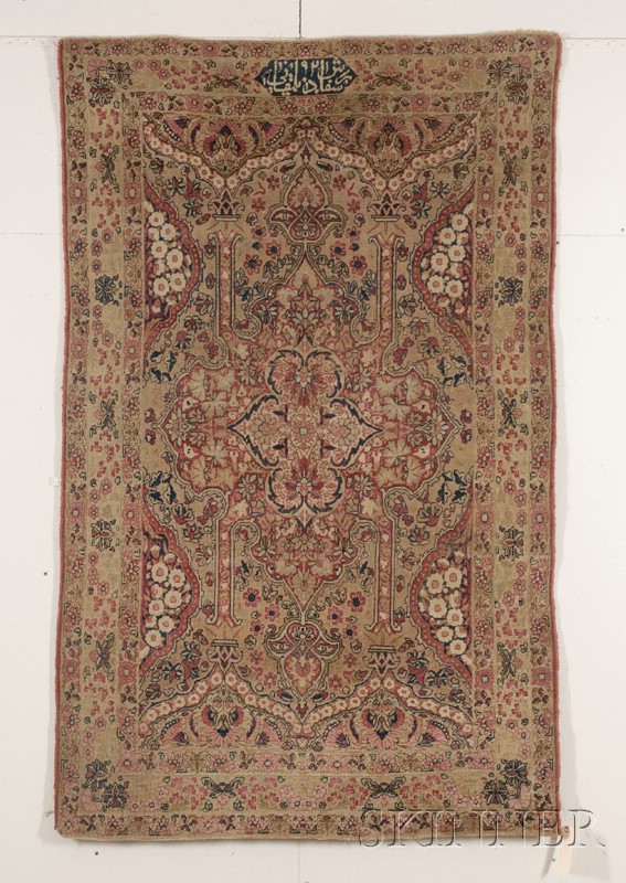 Appraisal: Kerman Rug Southeast Persia dated even wear to center slight