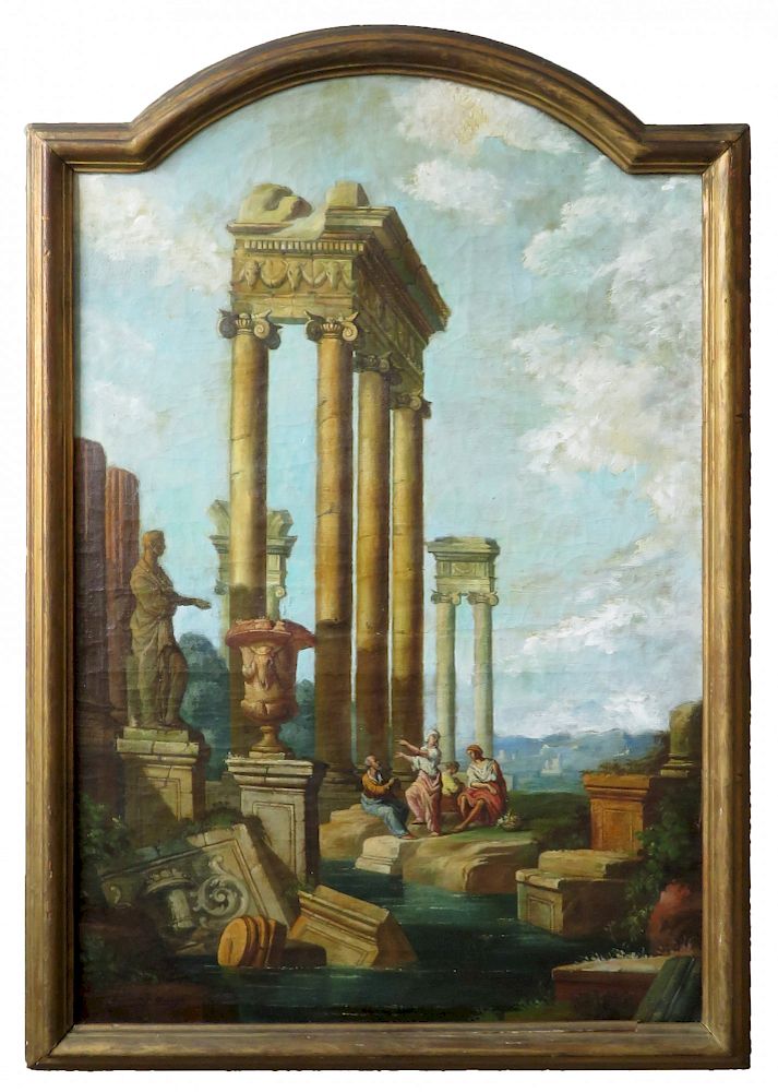 Appraisal: Italian Capriccio th Italian Capriccio th oil on canvas in