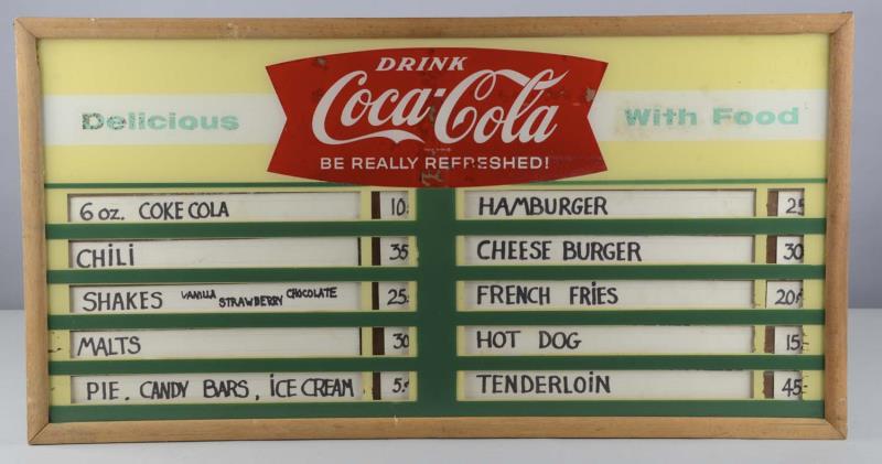 Appraisal: Drink Coca-Cola Restaurant Menu Sign In Frame This Coca-Cola sign