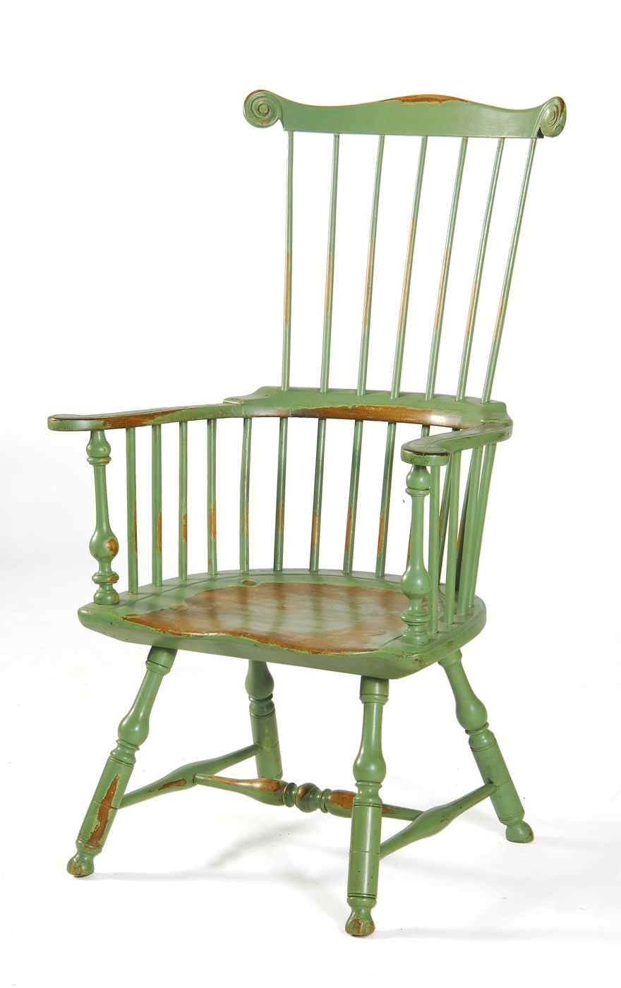 Appraisal: ANTIQUE AMERICAN FANBACK WINDSOR ARMCHAIRCirca Possibly Nantucket In maple and