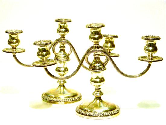 Appraisal: Pair sterling candelabra by Preisner two piece construction with weighted