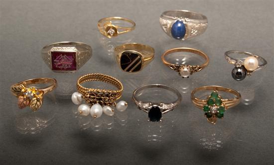 Appraisal: Assortment of K gold and gemstone rings