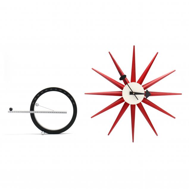 Appraisal: GEORGE NELSON SUNBURST WALL CLOCK AND MOMA MAGNETIC CALENDAR The