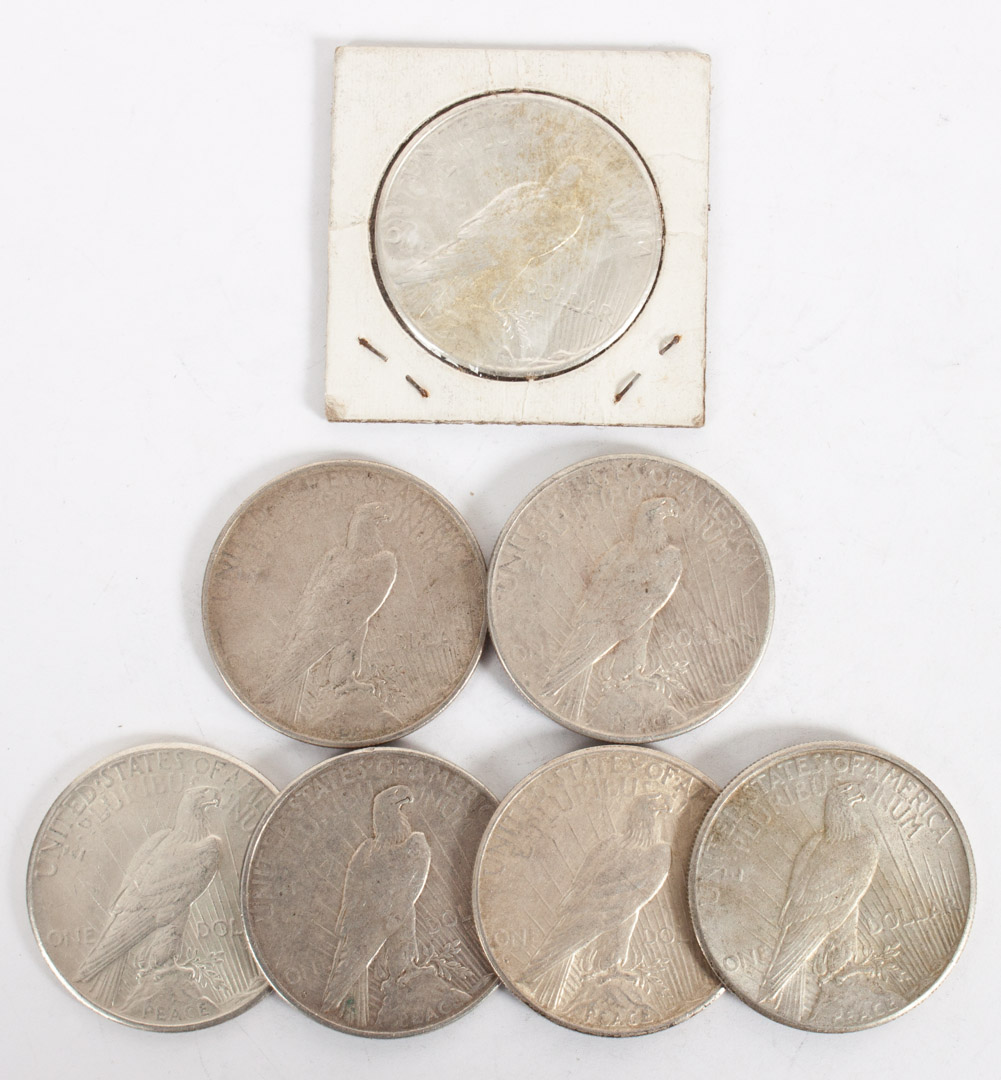 Appraisal: U S Silver Dollars Seven Peace type comprising two AU-