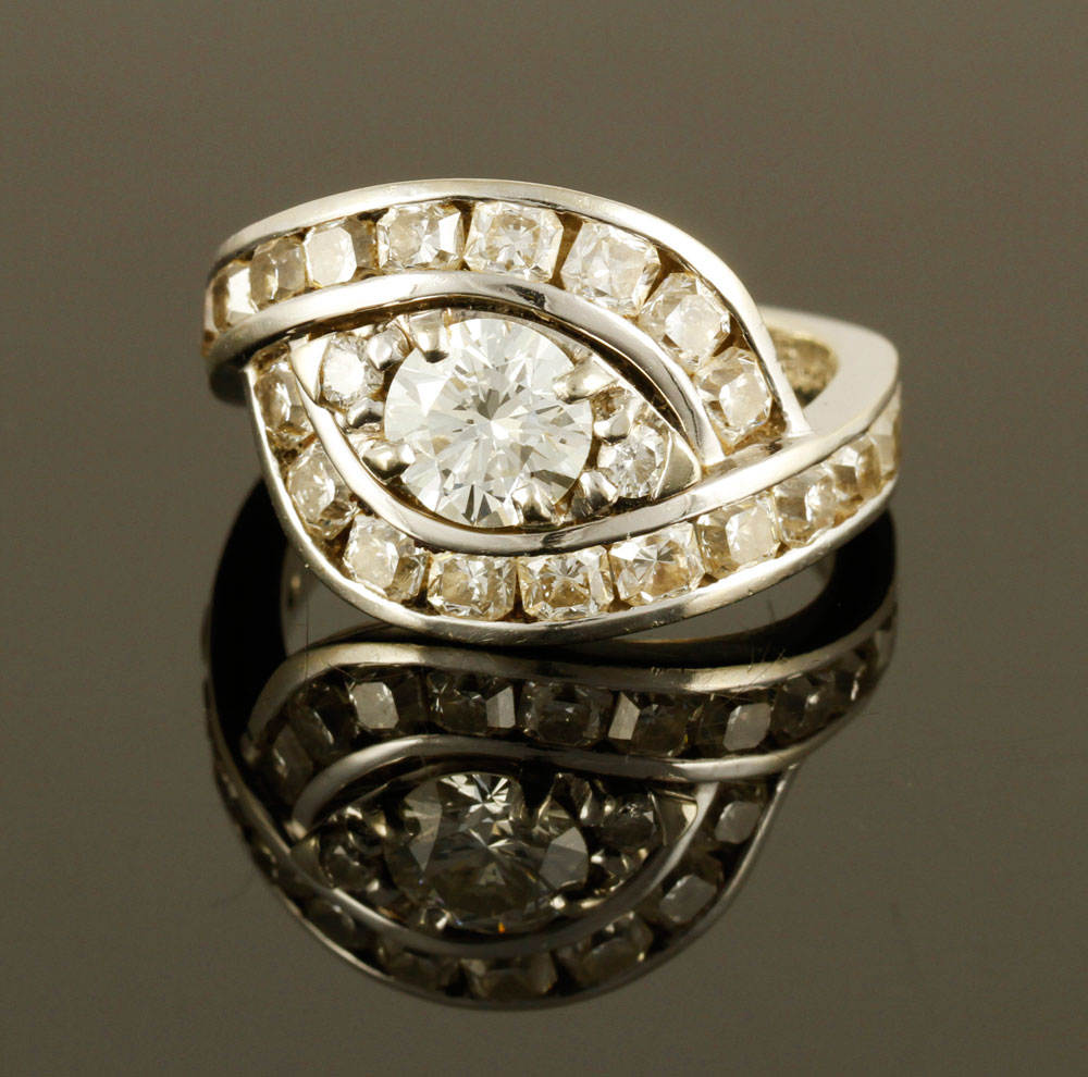 Appraisal: - K White Gold and Diamond Ring K white gold