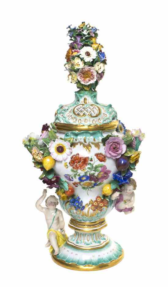 Appraisal: A Meissen Porcelain Potpourri the reticulated cover with a foliate