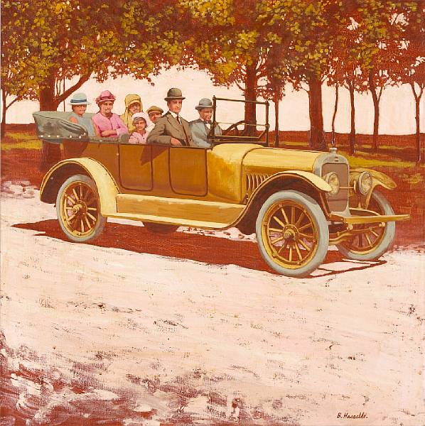 Appraisal: The Family Outing by Bruce Robert Hassells signed oil on