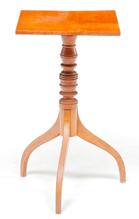 Appraisal: AMERICAN FEDERAL CANDLESTAND First quarter th century maple Rectangular top