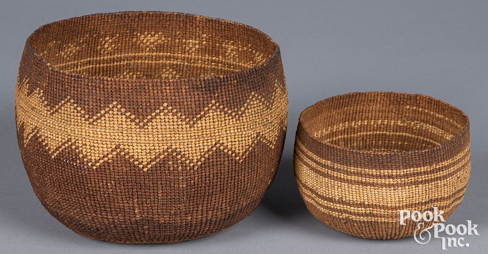 Appraisal: Two Northern California Indian twined baskets Two Northern California Indian