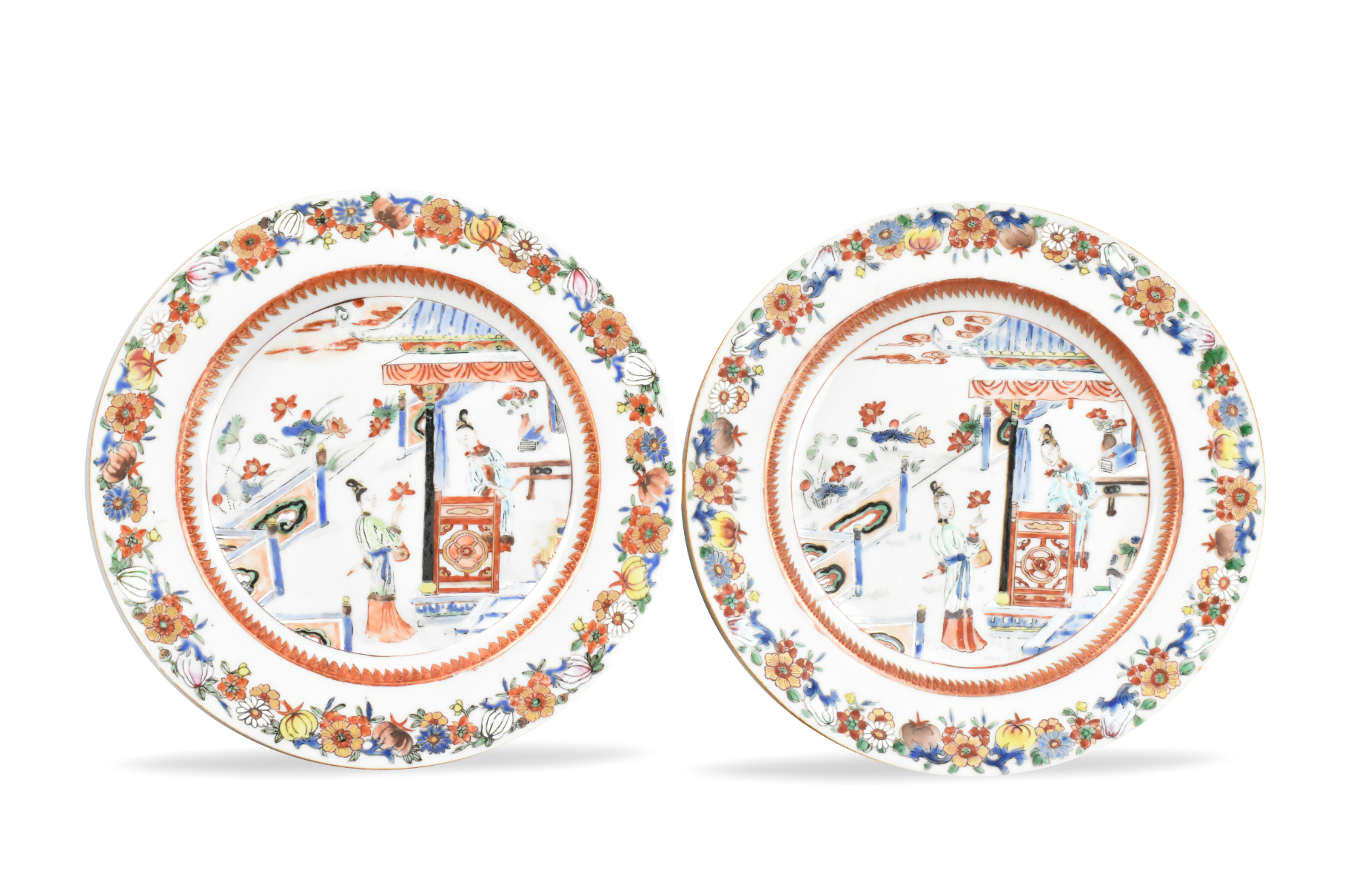 Appraisal: A pair of Chinese famille rose plates with figures dating