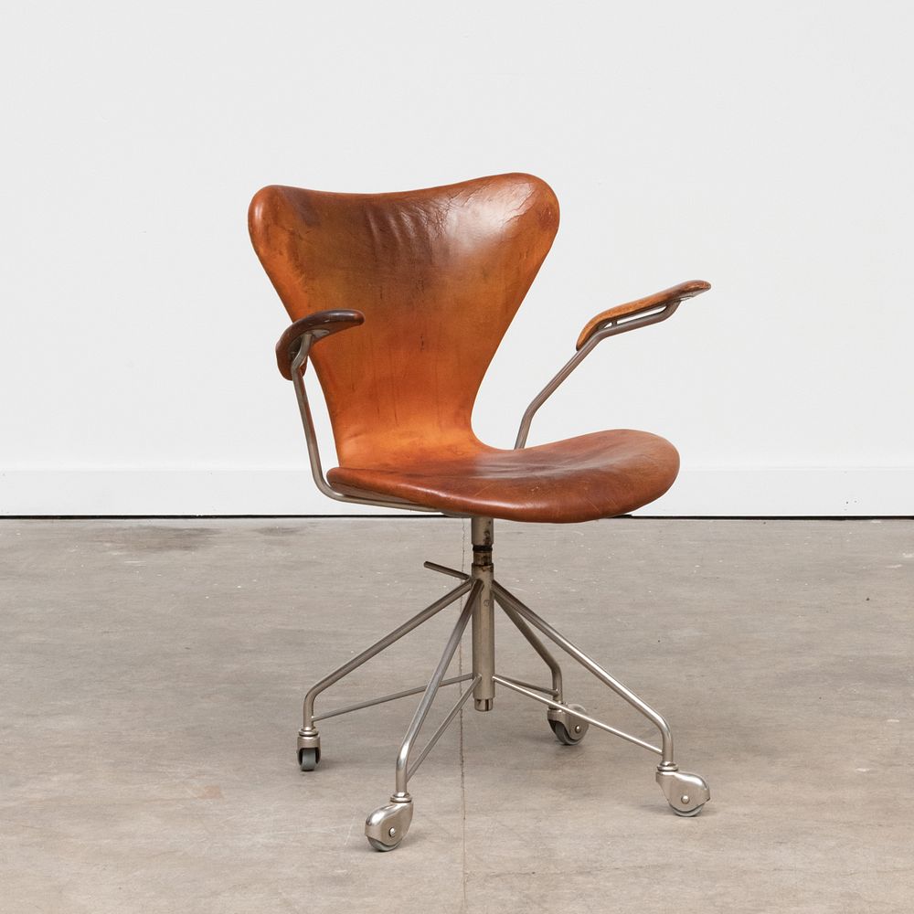 Appraisal: Arne Jacobsen Leather and Chrome 'Model ' Desk Chair x