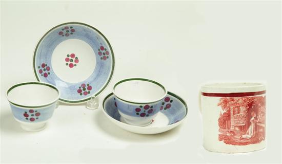 Appraisal: CHILD'S CUPS AND SAUCERS England st half- th century pearlware