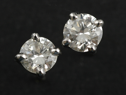 Appraisal: A pair of diamond stud earrings The round brilliant cut