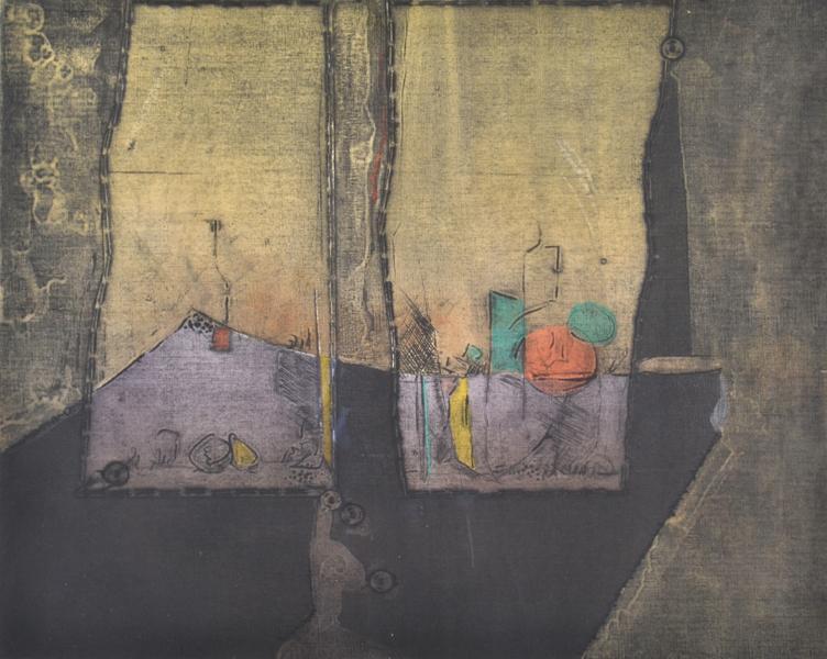 Appraisal: BRUNO LETI BORN Still Life Objects collograph BRUNO LETI BORN