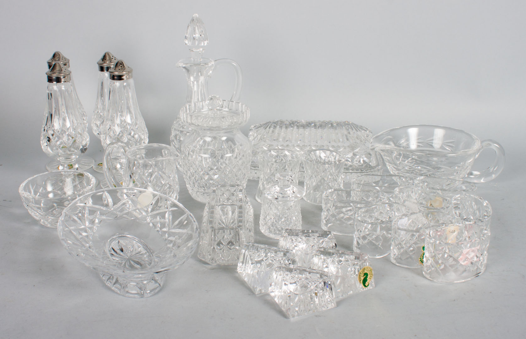 Appraisal: assorted Waterford table articles including shakers place card holders napkin