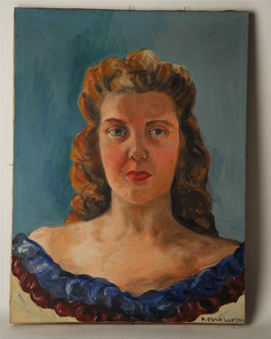 Appraisal: P Chamberlin Portrait of Lady Oil on canvas signed lower