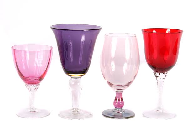 Appraisal: A collection of red and pink stemware height of tallest