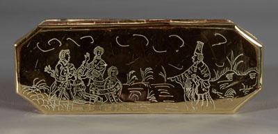 Appraisal: Important English tobacco box abolitionist theme hinged rectangular box with