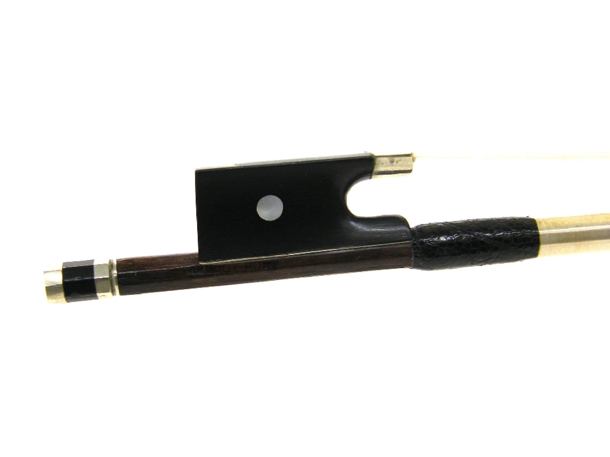 Appraisal: Silver mounted violin bow stamped Cuniot-Hury the stick round the