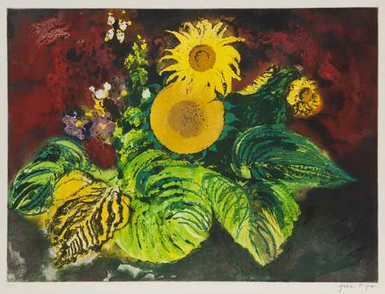 Appraisal: John Piper - Sunflowers L etching with aquatint printed in