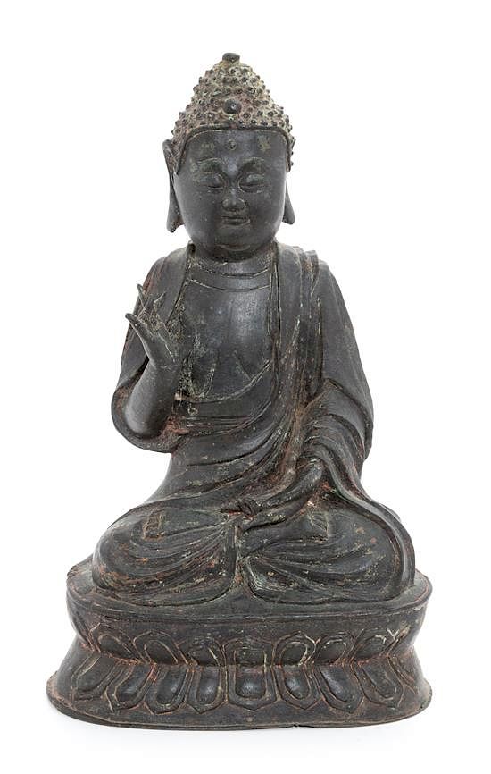 Appraisal: A Bronze Figure of Shakyamuni Buddha Height inches A Bronze