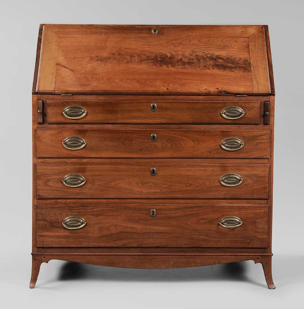 Appraisal: Southern Federal Figured Walnut Desk attributed to Eastern Tennessee early